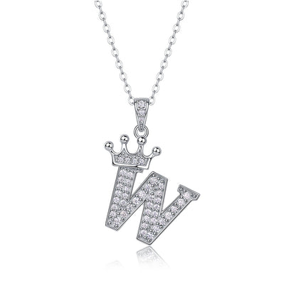 Timeless Women's Sterling Silver Necklace with Letter Moissanite