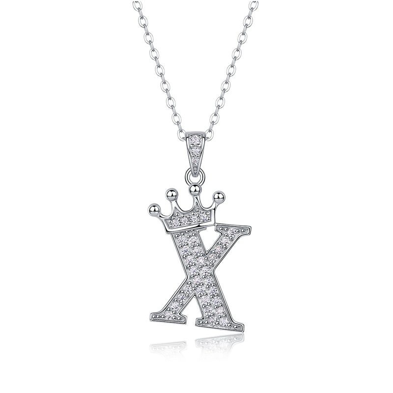 Timeless Women's Sterling Silver Necklace with Letter Moissanite