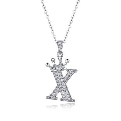Timeless Women's Sterling Silver Necklace with Letter Moissanite