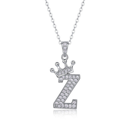 Timeless Women's Sterling Silver Necklace with Letter Moissanite