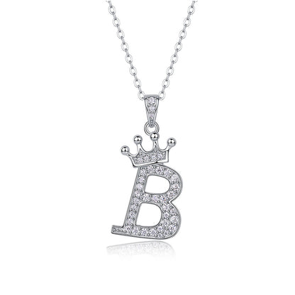 Timeless Women's Sterling Silver Necklace with Letter Moissanite