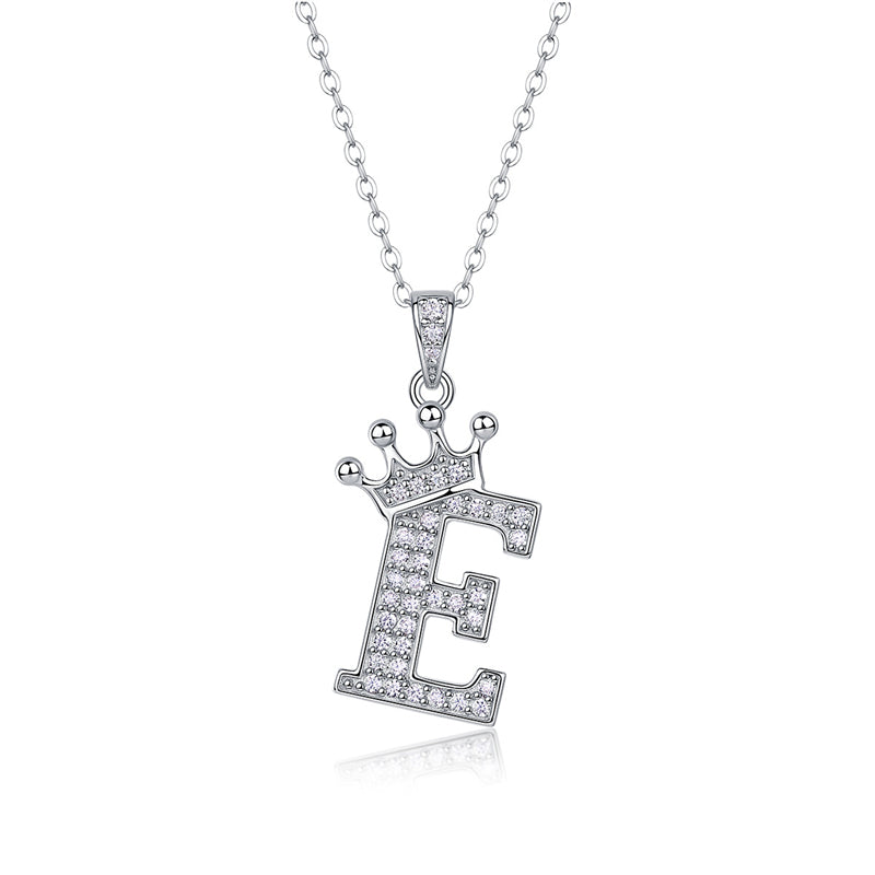 Timeless Women's Sterling Silver Necklace with Letter Moissanite