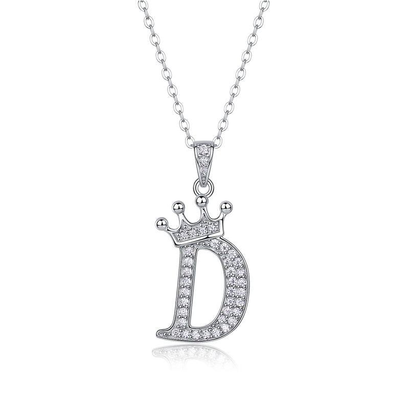 Timeless Women's Sterling Silver Necklace with Letter Moissanite