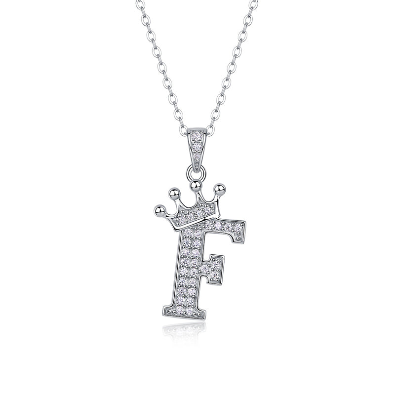 Timeless Women's Sterling Silver Necklace with Letter Moissanite