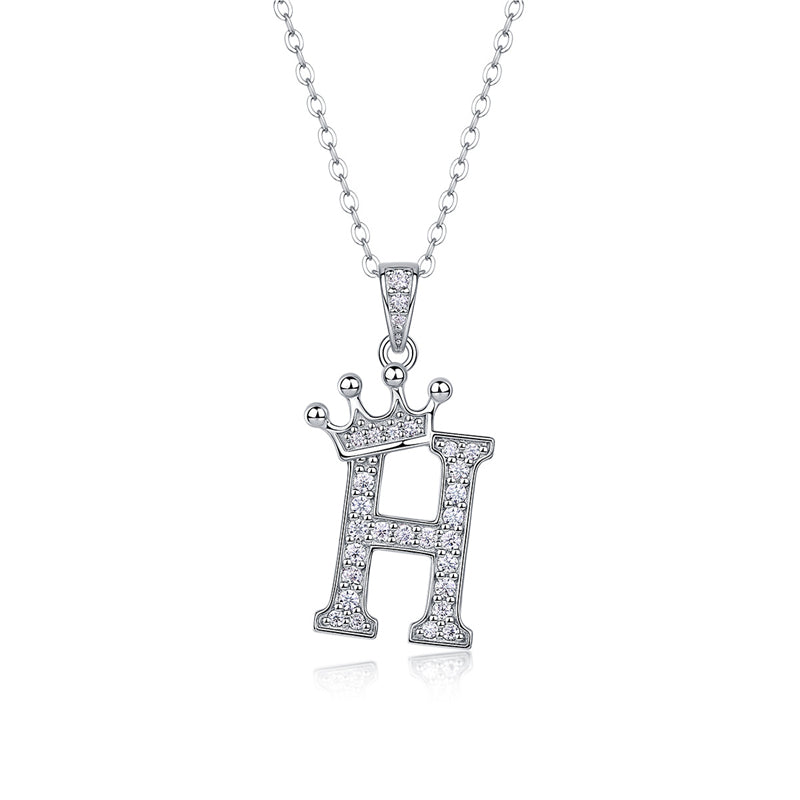 Timeless Women's Sterling Silver Necklace with Letter Moissanite