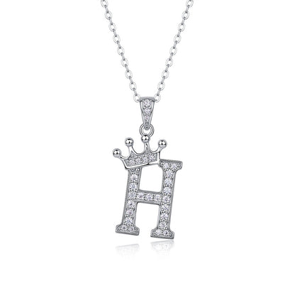 Timeless Women's Sterling Silver Necklace with Letter Moissanite
