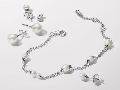 Treated Freshwater Cultured Pearl Station Chain Bracelet