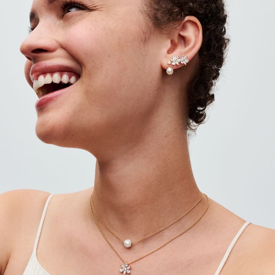 Treated Freshwater Cultured Pearl & Stone Drop Earrings