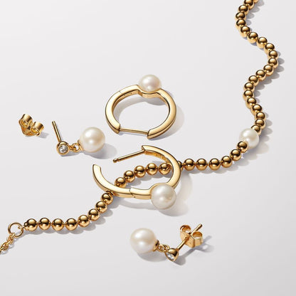 Treated Freshwater Cultured Pearl & Stone Drop Earrings