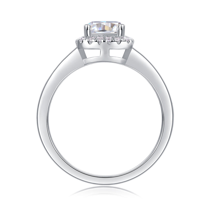 Trendy 925 Silver Ring with Square Moissanite Accent