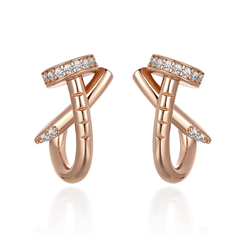Trendy 925 Sterling Silver Rose Gold Plated Earrings – Unique Fashion Hoop/Stud Earrings for Women
