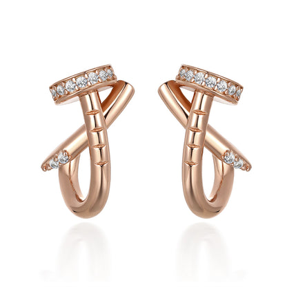 Trendy 925 Sterling Silver Rose Gold Plated Earrings – Unique Fashion Hoop/Stud Earrings for Women
