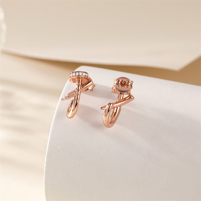 Trendy 925 Sterling Silver Rose Gold Plated Earrings – Unique Fashion Hoop/Stud Earrings for Women