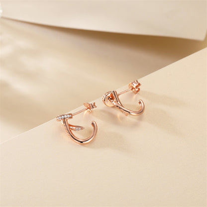 Trendy 925 Sterling Silver Rose Gold Plated Earrings – Unique Fashion Hoop/Stud Earrings for Women