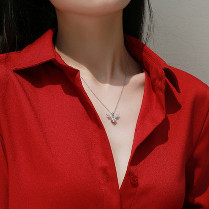 Trendy Antler Pendant Necklace with Bead Chain