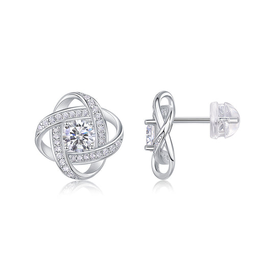 Trendy Geometric Floral Moissanite Studs