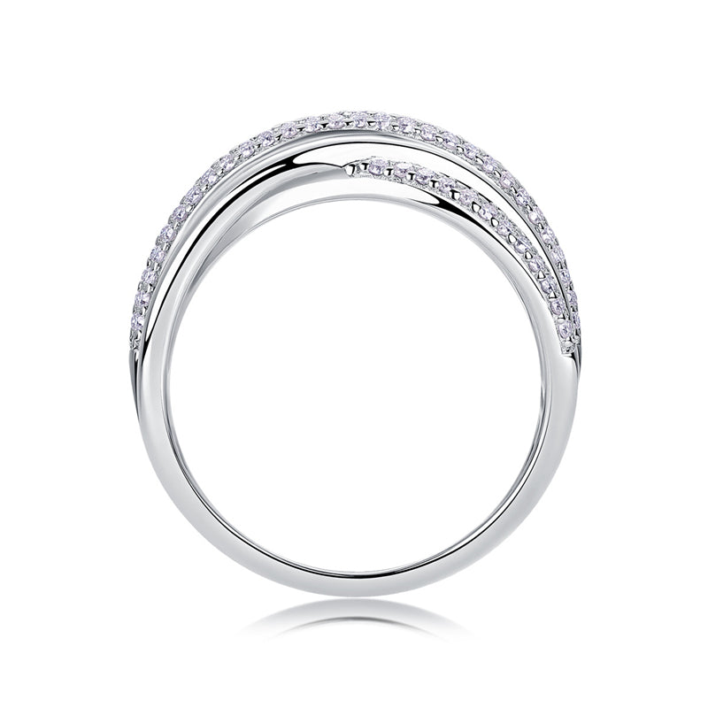 Trendy Geometric Round Moissanite Ring