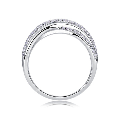 Trendy Geometric Round Moissanite Ring