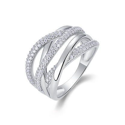 Trendy Geometric Round Moissanite Ring