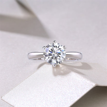 Trendy Geometric Six-Prong Moissanite Ring