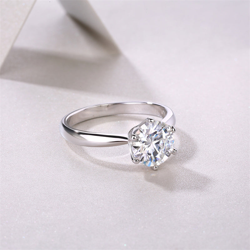 Trendy Geometric Six-Prong Moissanite Ring