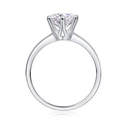 Trendy Geometric Six-Prong Moissanite Ring