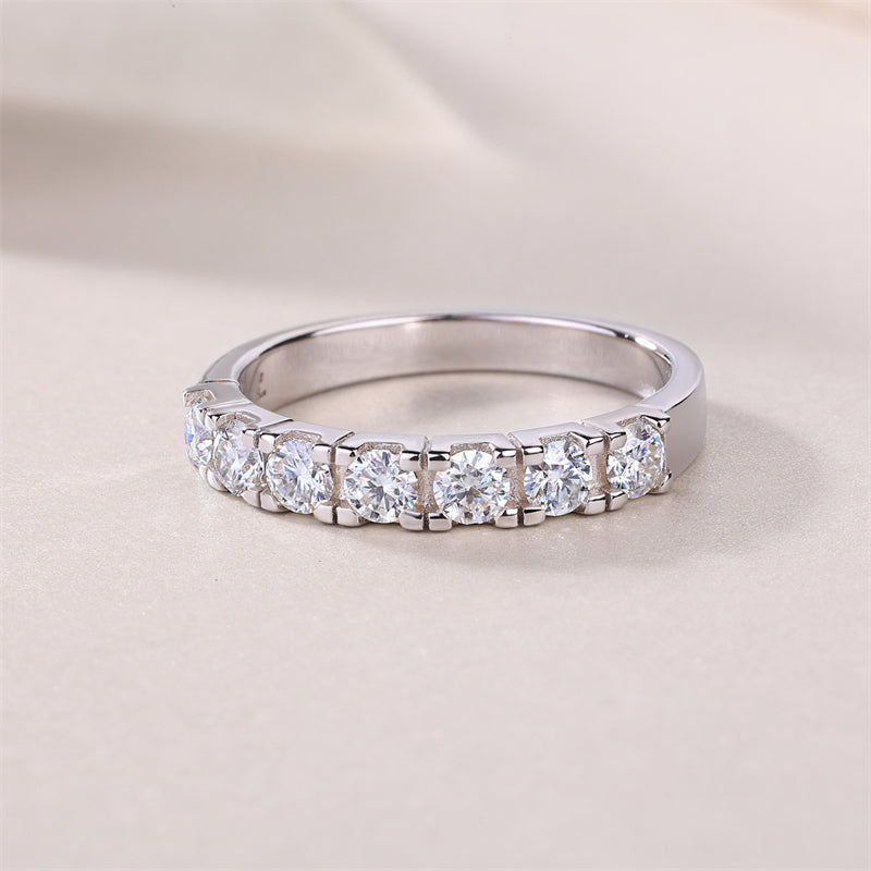 Trendy OL Style Silver Ring with Sparkling Moissanite