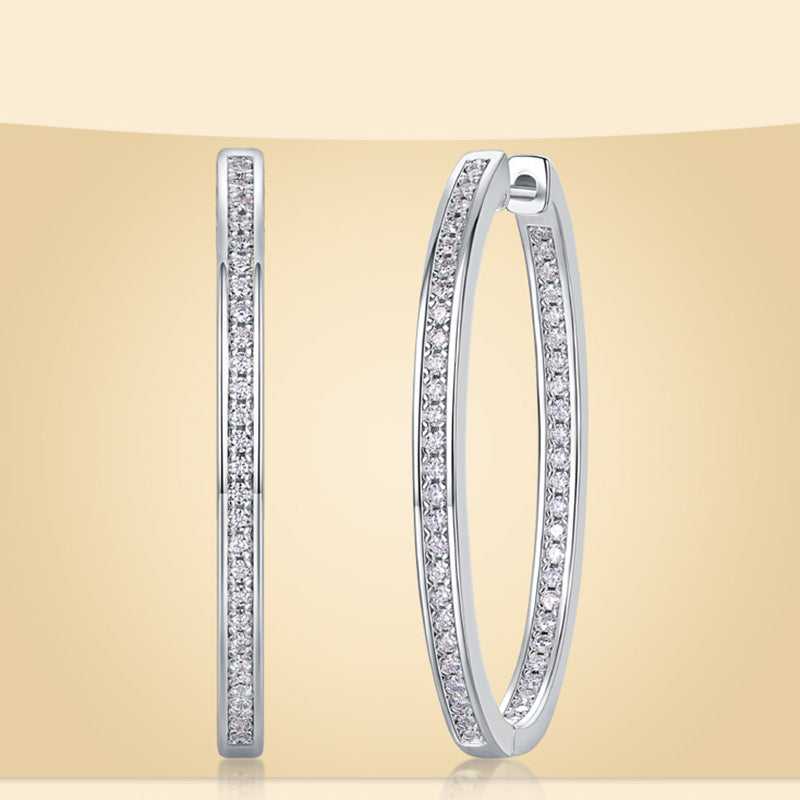 Trendy Round Cut Moissanite Earrings in 925 Silver