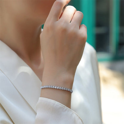 Trendy Women's Moissanite Bracelet with Geometric Patterns