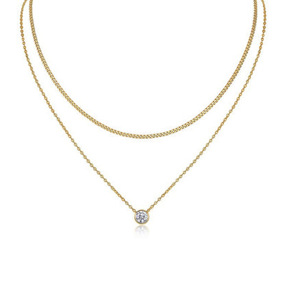 Trendy Women's Moissanite Necklace with Circular Pendant