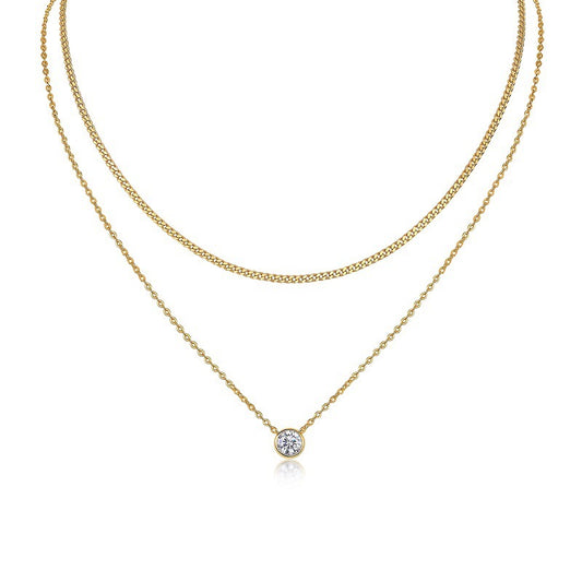 Trendy Women's Moissanite Necklace with Circular Pendant