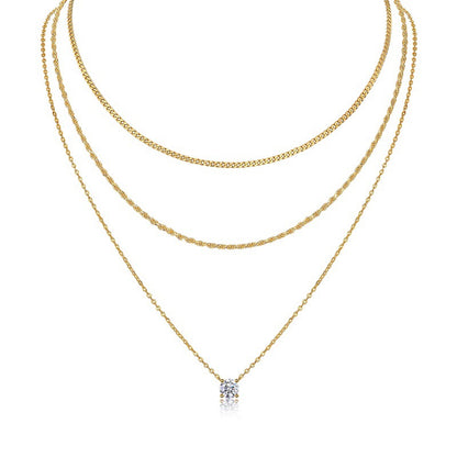 Trendy Women's Moissanite Necklace with Circular Pendant