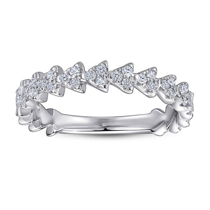 Triangular Pavé 925 Silver Ring - Minimalist Geometric Band with Zirconia Stones