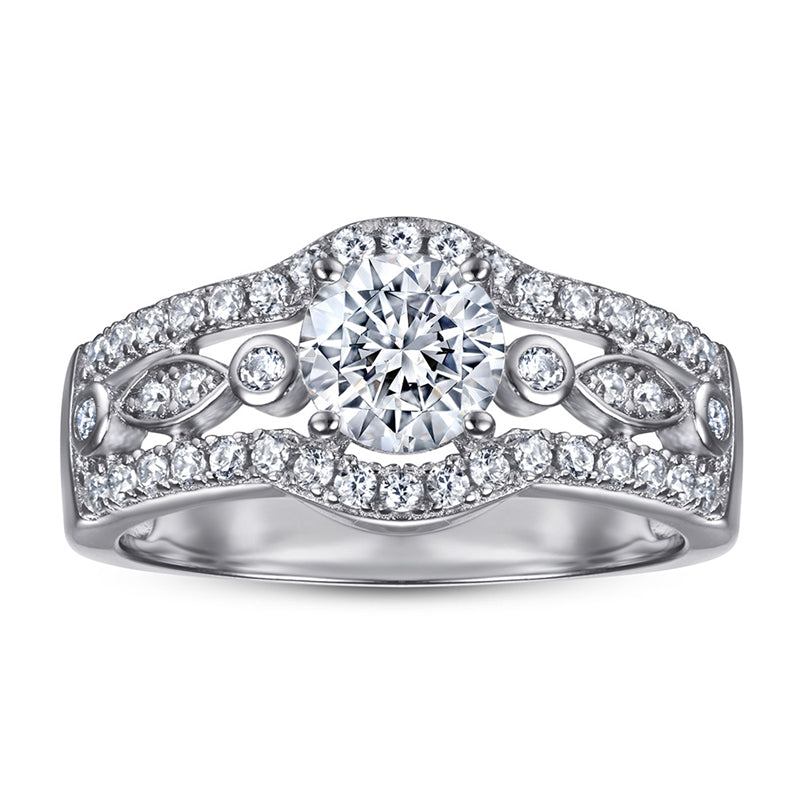 Triple Row 925 Silver Ring - Full Pavé Zirconia Statement Band