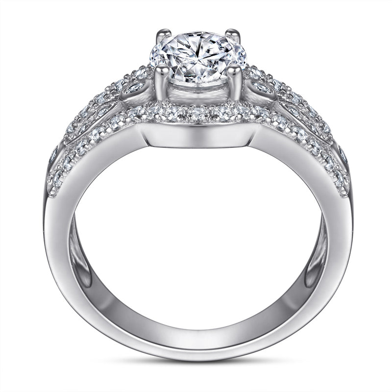 Triple Row 925 Silver Ring - Full Pavé Zirconia Statement Band