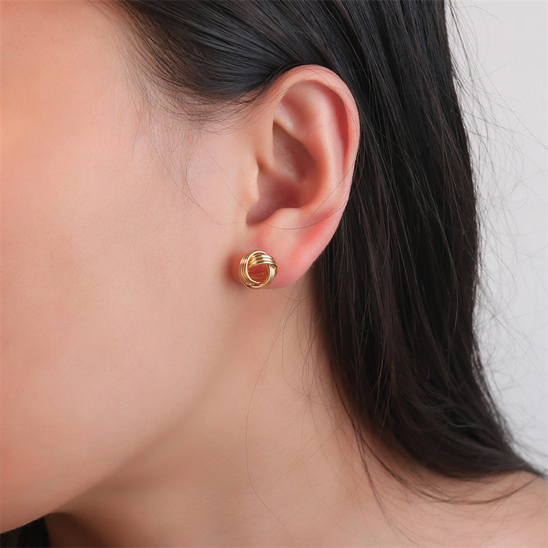Twist Hoop Geometric Earrings in Gold/White Gold - Sweet Edgy Minimalist Stud Earrings for Women