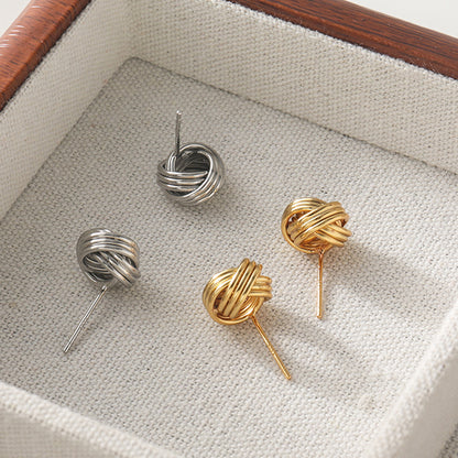 Twist Hoop Geometric Earrings in Gold/White Gold - Sweet Edgy Minimalist Stud Earrings for Women