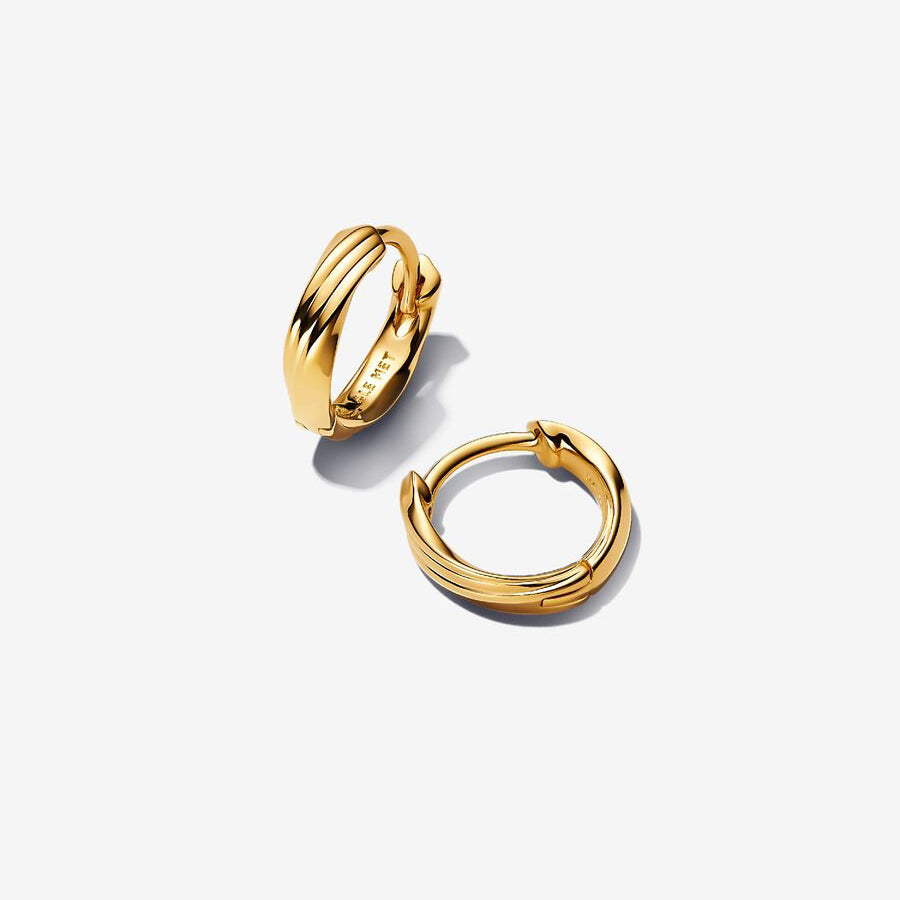 14k Gold Twisted Huggie Earrings