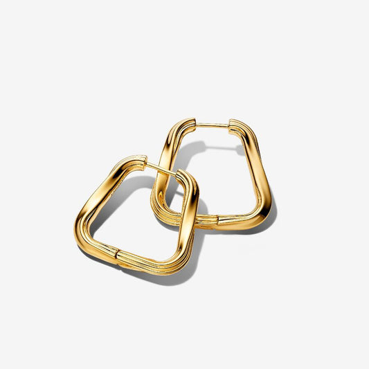 14k Gold Twisted Triangle Hoops