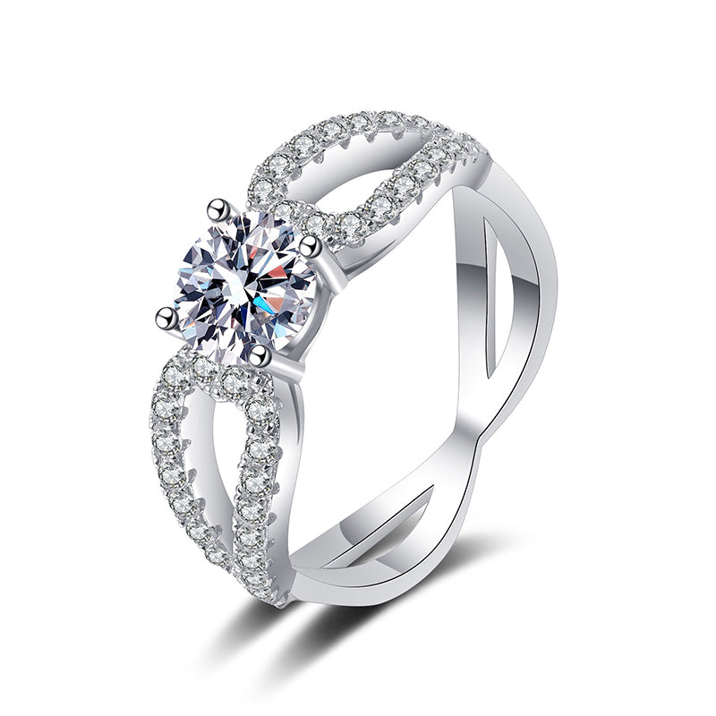 Twisted Infinity PT950 Plated Moissanite Ring - 925 Sterling Silver with Protection Lock Motif