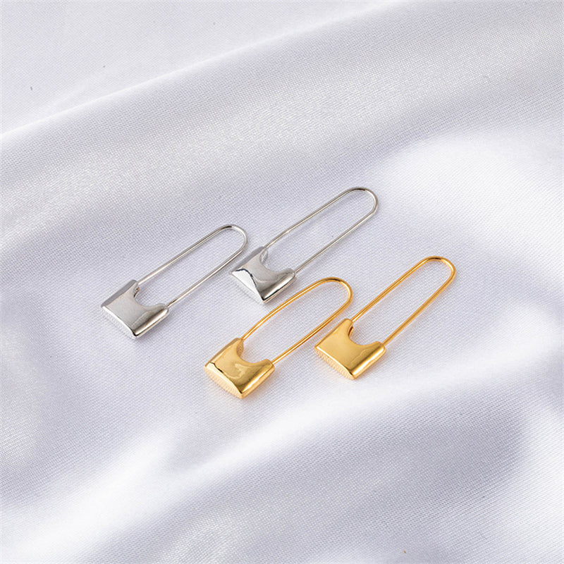 U-Shape, Padlock & Safety Pin Geometric Earrings with 925 Silver Posts - Gold & White Gold Plated Sweet & Edgy Style