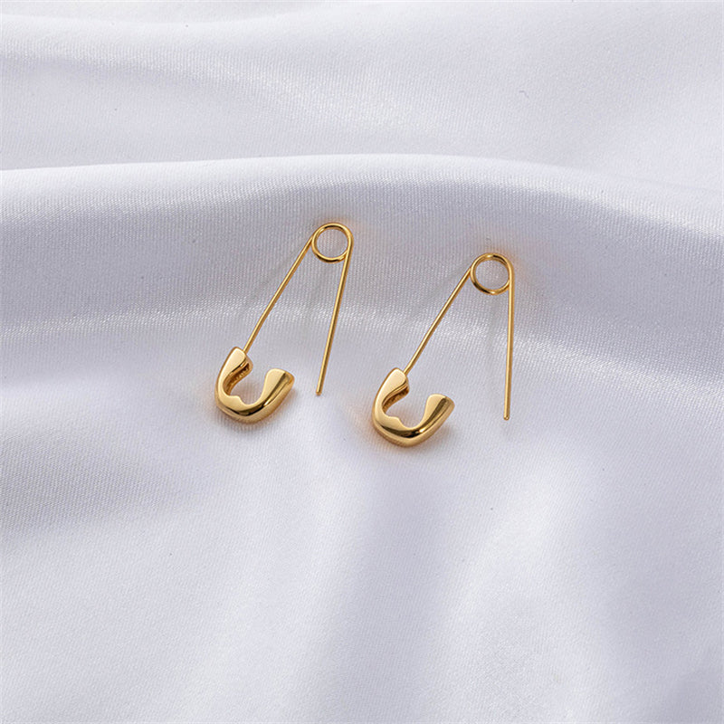 U-Shape, Padlock & Safety Pin Geometric Earrings with 925 Silver Posts - Gold & White Gold Plated Sweet & Edgy Style
