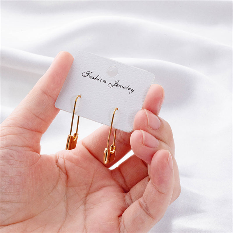 U-Shape, Padlock & Safety Pin Geometric Earrings with 925 Silver Posts - Gold & White Gold Plated Sweet & Edgy Style