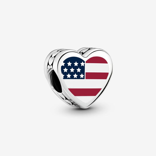 USA Flag Heart Charm
