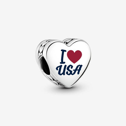 USA Flag Heart Charm