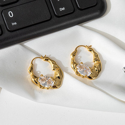 Unisex 18K Gold Plated Geometric Zircon Ear Cuffs - Irregular Shape Alternative Style Earrings for Men & Women