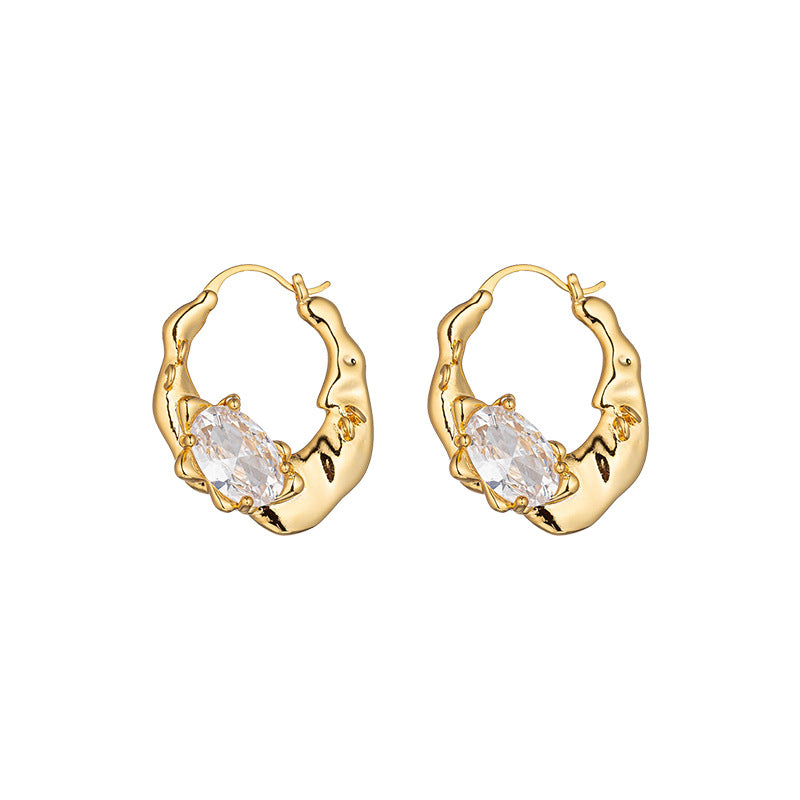 Unisex 18K Gold Plated Geometric Zircon Ear Cuffs - Irregular Shape Alternative Style Earrings for Men & Women