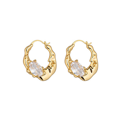 Unisex 18K Gold Plated Geometric Zircon Ear Cuffs - Irregular Shape Alternative Style Earrings for Men & Women