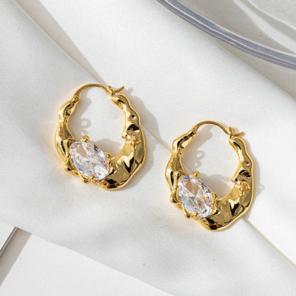 Unisex 18K Gold Plated Geometric Zircon Ear Cuffs - Irregular Shape Alternative Style Earrings for Men & Women