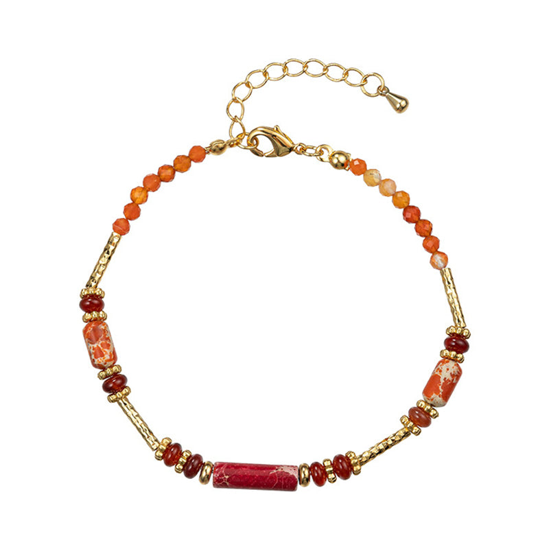 Unisex Geometric Agate & Quartz Bracelet - Handmade Copper Circular Line Design, Instagram Style Business Gift